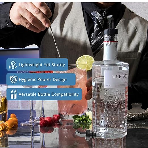 FSE SP Screened Pourer Set, Polycarbonate Square Design, Reusable and Clear, Ensures Enhanced Pour Control and Consistent Flow, Ideal for Fast-Paced Bars and Commercial Kitchens, Pack of 12