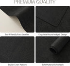 Romanstile Vinyl Placemats Set of 12-12 X 18 Inch - Heat Resistant Place Mats 100% Waterproof Oilproof Wipeable Reversible Faux Leather Table Mats for Kitchen/Dining/Party/Outdoor, Black