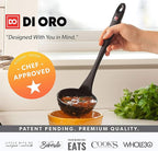 DI ORO Silicone Ladle – Soup Ladle for Cooking & Serving Heat-Resistant - Large Kitchen Soup Ladle Nonstick Cookware Safe - Soup Serving Spoon with Wide Bowl - Silicone Utensil Dishwasher Safe (Black)