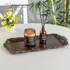 Alisveristime Small Ornate Metal Serving Tray – Ottoman Motif Decorative Tray (14.2" x 7.1", 10.8 oz) (Brown)