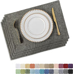 Home Brilliant Table Place Mats Fabric Cloth Placemats Set of 4 Heat Resistant Dining Linen Place Mats Kitchen, Dark Grey