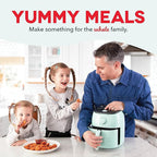 DASH Tasti-Crisp™ Electric Air Fryer Oven, 6 Qt. Family Size, Aqua – Compact Air Fryer with Large Basket for Healthier Food in Minutes, Ideal for Small Spaces - Auto Shut Off, Analog, 1700-Watt