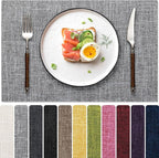 Blue Forest Placemats Set of 4, Dual-Layered Thickened Faux Linen Cloth Place Mats Heat Resistant Machine Washable Wrinkle Free Table Mats Indoor/Outdoor (Light Grey)