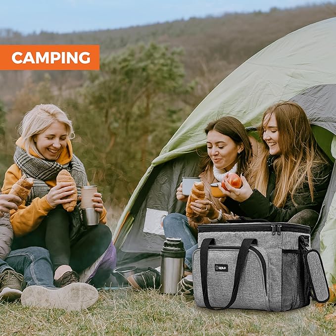 OPUX Soft Cooler Bag, Insulated Collapsible Lunch Cooler Tote for Men Work Camping Beach Travel, Portable Soft Sided Leakproof Waterproof Large Lunch Bag Box with Shoulder Strap 40 Cans, Heather Gray