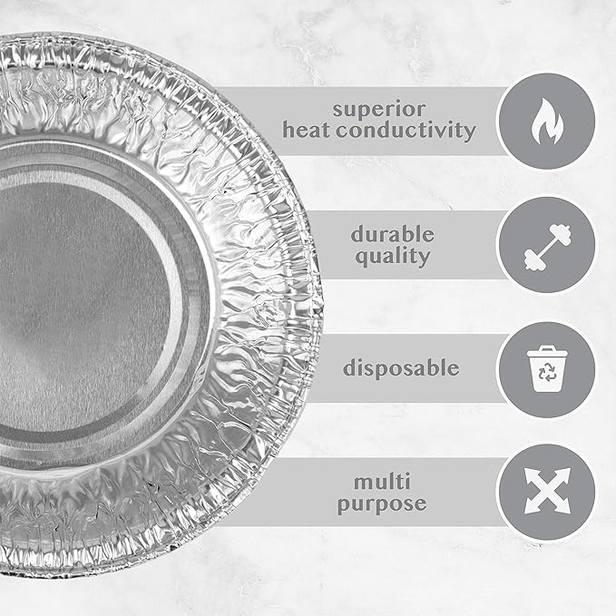Plasticpro 4.5'' Inch Round Tin Foil Pans Disposable Aluminum, Freezer & Oven Safe Pack of 50