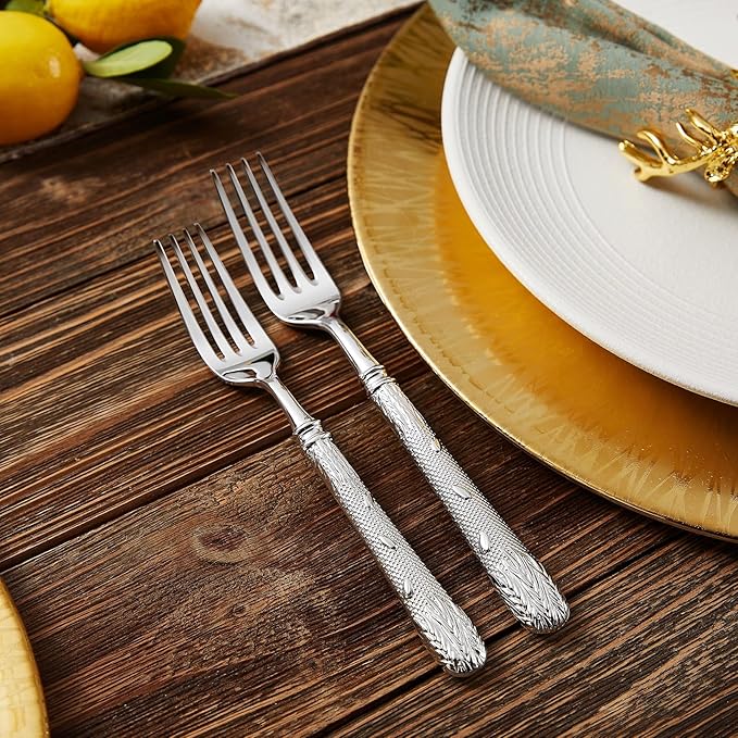 KEAWELL Premium Versailles Silverware Set, 45-Piece flatware set for 8, 18/10 Stainless Steel, Heavy-Duty, Mirror Polished, Royal Engraved Handle, For Formal Dining, Dishwasher Safe (45, Silver)