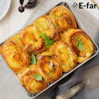 E-far Small Baking Sheet Set of 2, 10.5”x8.3” Stainless Steel Cookie Sheets Pans, Compact Non-toxic Metal Toaster Oven Trays for Cake, Healthy & Rust Free, Mirror Finish & Dishwasher Safe