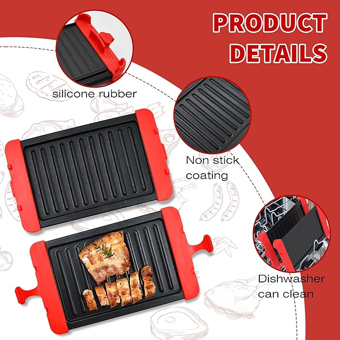 Microwave Sandwich Maker & Grill Cheese Maker with Silicone Oven Mitts, Fast Cooking, Non-Stick, Dishwasher Safe, Perfect for Paninis, Quesadillas, Ideal for College Students & Busy Professionals