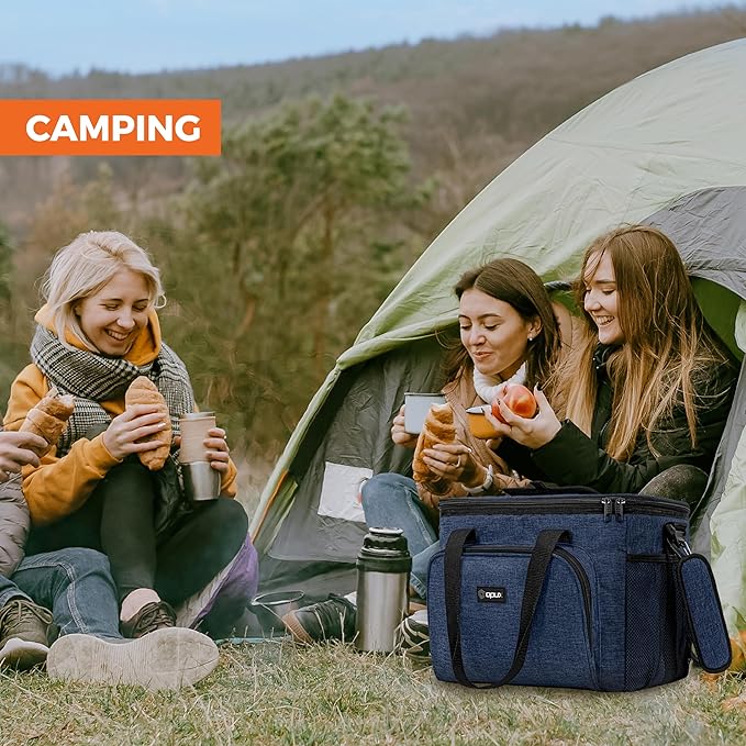 OPUX Soft Cooler Bag, Insulated Collapsible Lunch Cooler Tote for Men Work Camping Beach Travel, Portable Soft Sided Leakproof Waterproof Large Lunch Bag Box with Shoulder Strap 40 Cans, Heather Navy