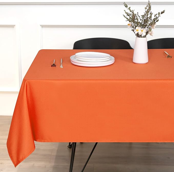 sancua Rectangle Tablecloth - 60 x 84 Inch - Stain and Wrinkle Resistant Washable Polyester Table Cloth, Decorative Fabric Table Cover for Dining Tables, Buffet Parties and Camping, Orange