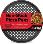 Non-Stick Pizza Pan 1 Pack, 13 Inch Round Carbon Steel Pizza Tray with Perforated Holes for Crispy Crust, PFOAPFOSPTFE Free, Dishwasher & Oven Safe Up To 450°F, Durable Nonstick Gray Marble Coating