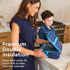 Bentgo Kids Lunch Bag - Double-Insulated, Reusable Lunch Bag for Kids 3+ with Adjustable Strap; Holds Lunch Box/Water Bottle/Snacks; Easy-Clean, Water-Resistant & Pockets (Confetti - Abyss Blue)