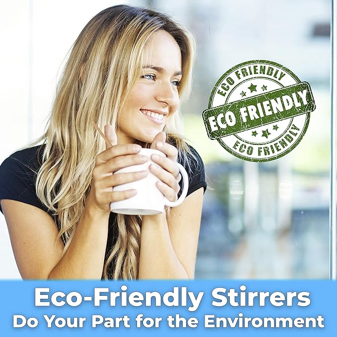 Biodegradable, Sturdy 5.5in Wood Coffee Stirrer 1000pk. Cafe Grade, Bulk Birch Wooden Beverage Stirring Stick for Tea, Cream And Sugar. Eco Friendly, Compostable Swizzle Stir Sticks Business Supplies