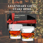 LIITON Grand Canyon Heavy Crystal Whiskey Glasses Gift Set of 2, Thick Freezable Bourbon Glass 1lb Each, Premium Whiskey Gifts for Men, Frozen Crystal Chills Cocktails, 10 oz