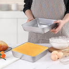 LIANYU 8 Inch Square Baking Cake Pan Set of 4, Stainless Steel Lasagna Brownie Bread Pan, Perfect for Birthday Party Wedding, Leakproof, Oven & Dishwasher Safe