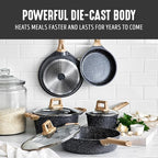 GreenLife 8 Piece Ceramic Nonstick Cookware Set, Induction Suitable Non Toxic PFAS-Free Pots & Pans, Dishwasher Safe, Cooking Set, Stock Pot, Saucepans & Frying Pans, Kitchen Cooking, Granite Black