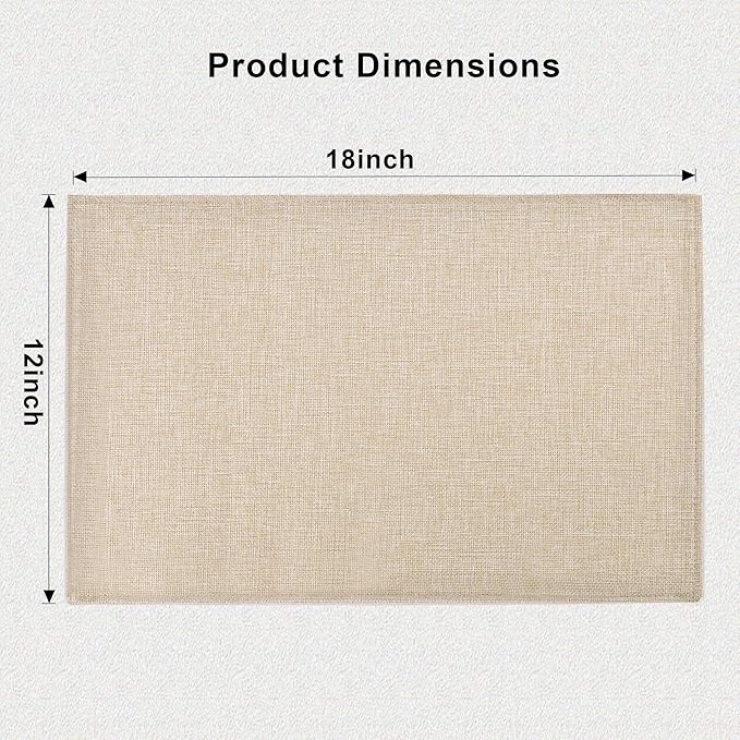 Beige Cloth Placemats Set of 8 - Double Thickened Easy to Clean Linen Style Fabric Placemats - Machine Washable Placemats - Heat Resistant Non-Slip Table Mats (Beige, 8)