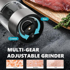 EUHOMY 1 Pack Salt and Pepper Grinder, Type-c No Battery Needed with LED Light, Adjustable Coarseness, Stainless Steel Automatic Salt Pepper Mill Grinder, One Handed Operation, Kitchen