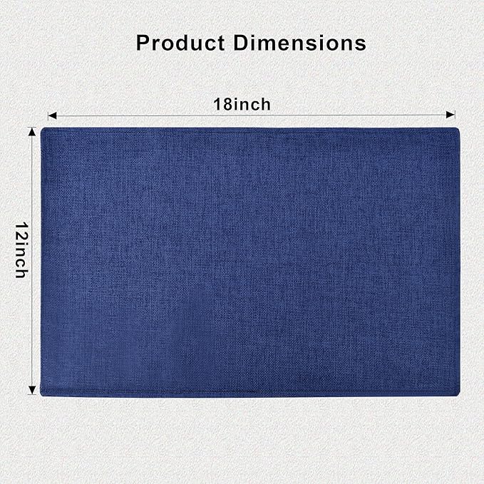 Navy Blue Cloth Placemats Set of 6 - Easy to Clean Fabric Table Placemats - Machine Washable Placemats- Heat Resistant Non-Slip Table Mats (Navy Blue, 6),