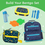 Bentgo Kids Prints Leak-Proof, 5-Compartment Bento-Style Kids Lunch Box - Ideal Portion Sizes for Ages 3-7, Durable, Drop-Proof, Dishwasher Safe, & PFAS & BPA-Free Materials (Space)