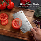 YOTSUBA Cleaver Knife 7 inch Ultra Sharp High Carbon Steel Vegetable Meat Cleaver with Ergonomic Rosewood Handle, Professional Butcher Knives for Home Kitchen and Restaurant with Gift Box