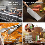 Metal Spatula Set of 6 - Griddle Accessories kit - Grill Flat Spatula Pancake Flipper Hamburger Turner - Metal Utensil Great for BBQ Grill Flat Top Cast Iron Griddle