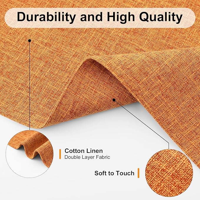 Homaxy Cloths Placemats for Dining Table Set of 4, Heat Resistant Washable Cotton Linen Blend Table Mats, Ideal for Kitchen Party Dining Decoration, 13" x 19", Orange