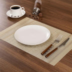 Leetaltree Stardust Yellow Placemats Set of 6 - Heat Resistant Non-Slip Place mats for Dining Table, Washable Durable PVC Vinyl Woven Table Mats（Stardust Yellow, 6）