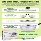 Eggssentials Egg Poacher Pan Nonstick Poached Egg Maker, Stainless Steel Egg Poaching Pan, Poached Eggs Cooker Food Grade Safe PFOA Free with Spatula, Egg Poachers Cookware