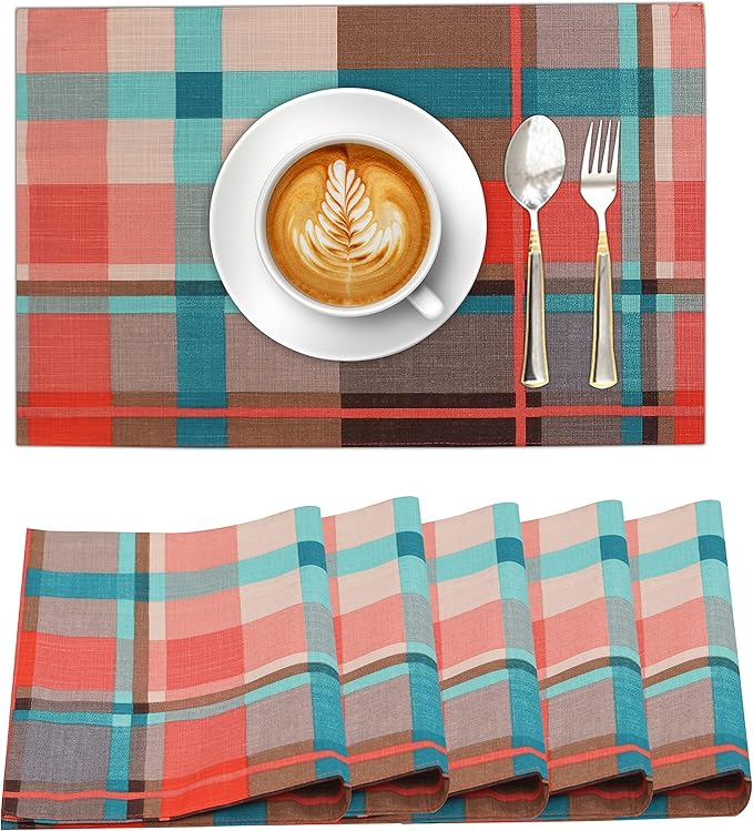 Ruvanti Placemats 100% Cotton 13x19 Inch, Dining Table Placemats Set of 6, Modern Place Mats for Dining Table Decor, Kitchen & Table Linens, Coffee Mat for Christmas Dinners - Likely