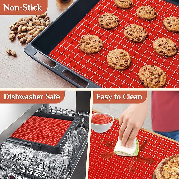 Silicone Baking Mat, 16 IN x 10 FT Free Cutting Baking Sheet,Non-Stick Reusable Dough & Pastry Mat,Non-Slip Silicone Mat Roll for Air Fryer Liner,Freeze Dryer,Oven Baking Pan,Kitchen Counter