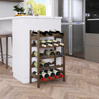 SMIBUY Bamboo Wine Rack, 20 Bottles Display Holder, 5-Tier Free Standing Storage Shelves for Kitchen, Pantry, Cellar, Bar (Walnut)