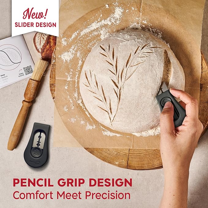 Sourdough Starter Kit – 24oz Starter Jar, 2 Cotton Rope Banneton Proofing Baskets, Magnetic Bread Lame for Scoring – Gift for Bakers & Complete Sourdough Bread Baking Set