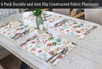 Ruvanti Placemats 100% Cotton 13x19 Inch, Dining Table Placemats Set of 6, Modern Place Mats for Dining Table Decor, Kitchen & Table Linens, Coffee Mat for Christmas Dinners - Stamped Leaves