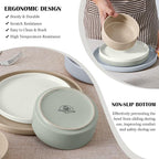 E-far Stoneware Dinnerware Sets, 12-Piece Plates and Bowls Dish Set for 4, Kitchen Modern Dinning Ware, Chip and Scratch Resistant, Microwave & Dishwasher Safe, Speckled Multicolor