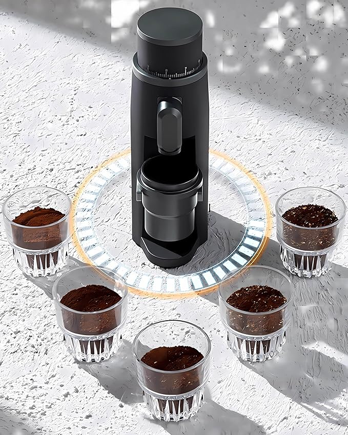 STARSEEKER EDGE Plasma Electric Coffee Grinder Aluminum Automatic Coffee Bean Grinder for French Press Drip Coffee and Espresso Removable Fineness Adjustment Magnetic Suction Port with Cup (Black)