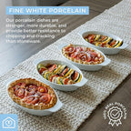 Heartland Home Porcelain Mini Casserole Dish Oval Au Gratin Dish (4pc Set). Cauliflower Baking Dish, Banana Split Bowls, Single Serving Dishes, Small Individual Gratin Dishes Set