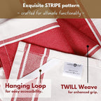 Native Fab Red Striped Dish Towels 18"x28", 6 Pack, Wide Stripe, Highly Absorbent, Fast Dry, 100% Cotton Hand Towels for Drying Dishes, Glassware, Dishcloth Set, Kitchen Cleaning Towel - Red