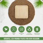 Palm Leaf Plates 10 Inch & 7 Inch (50-Pack), Square Bamboo Plates Disposable, Heavy Duty Compostable & Biodegradable Wooden Plates For Party, Catering Events, Weddings, & Dinnerware
