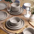 HaWare Stoneware Dinnerware Sets, 18-Piece Plates and Bowls Set for 6, Dishes Set for Home Restaurant, Speckled Cream Coffee