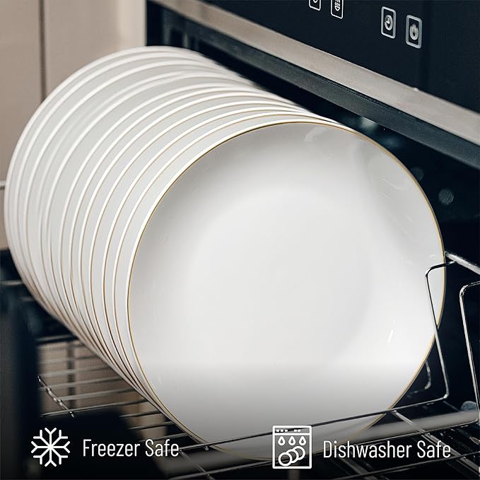 BTaT- White Dessert Plates with Gold Rim, Set of 12, 8", Porcelain, Small Plates for Appetizers, Small Appetizer Plates Ceramic, Dessert Plates Porcelain Dessert Plates Ceramic Dessert Plates