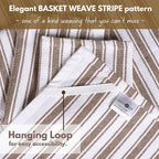 Native Fab Stripe Kitchen Towel - 4 Pack - Basket Weave 100% Cotton Dish Towels - 16x26 inches - Absorbent Towels for Cleaning, Quick Drying, Washable Dish Cloths with Hanging Loop - Brown