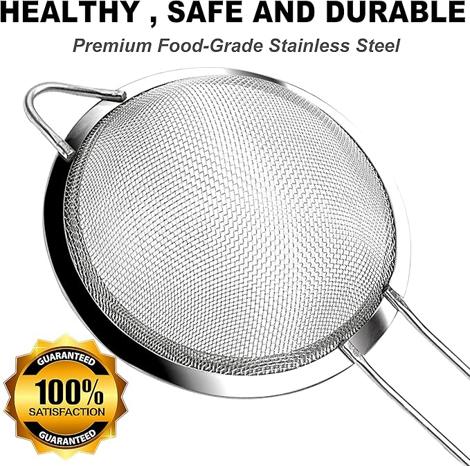 Anaeat Fine Mesh Strainers - Premium Stainless Steel Colander Sieve Sifters, with Durable Mesh and Sturdy Handle, Excellent for Sifting Dry ingredients, Flour, Pastas, Rice, Tea (5.5")