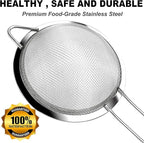 Anaeat Fine Mesh Strainers - Premium Stainless Steel Colander Sieve Sifters, with Durable Mesh and Sturdy Handle, Excellent for Sifting Dry ingredients, Flour, Pastas, Rice, Tea (7.09"）
