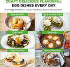 NutriChef Egg Poacher Pan Set - 7.87” Stainless Steel Poached Egg Cooker with 4 Non-Stick Poaching Cups, Glass Lid, Timer, Oven Mitt, and Spatula for Perfect Poached Eggs, Induction Compatible, Silver