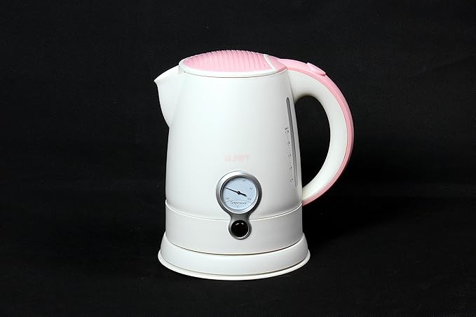 aJOY Professional Designer Series 1.7L Cordless Electric Kettle, BPA Free, 360 Degree Conceal Heating Element, Overheat Protection Control (Ivory-Pink)