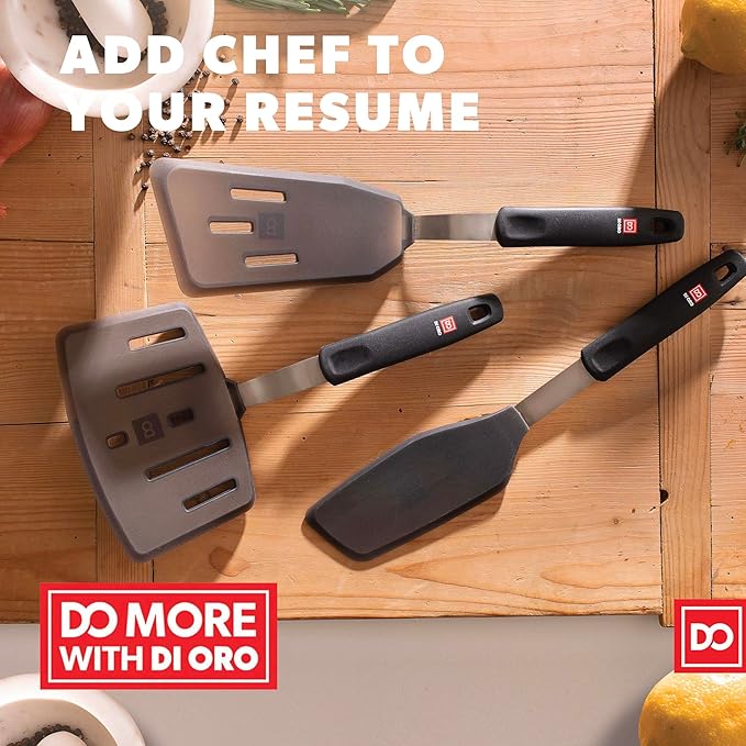DI ORO Spatulas for Kitchen Use - Forever Warranty - 600°F Heat-Resistant Silicone - Turner Spatula Set for Cooking - BPA Free Wide Pancake Spatulas - Egg Flippers for Nonstick Cookware Safe (3pc)