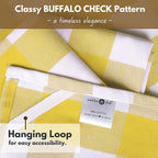 Native Fab Yellow Buffalo Dish Towel 16"x26", Set of 6 - Cotton Plaid Towels, Soft Absorbent Dishcloths with Hanging Loop, Kitchen Towels for Quick Drying - Yellow White