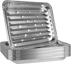 Plasticpro Aluminum Grill Pans, Broiler Pans, Grill Liners, Durable with Ribbed Bottom Surface for BBQ, Grill, Texture Disposable,Pack of 10