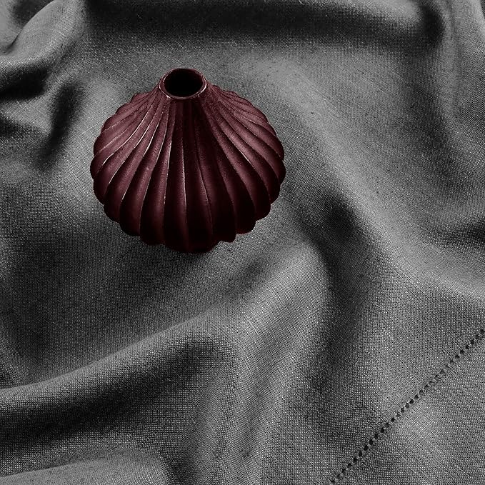 Solino Home Linen Tablecloth 52 x 52 Inch - 100% Pure Linen Charcoal Grey Square Tablecloth - Milan Hemstitch, Machine Washable Table Throw for Fall, Autumn, Halloween